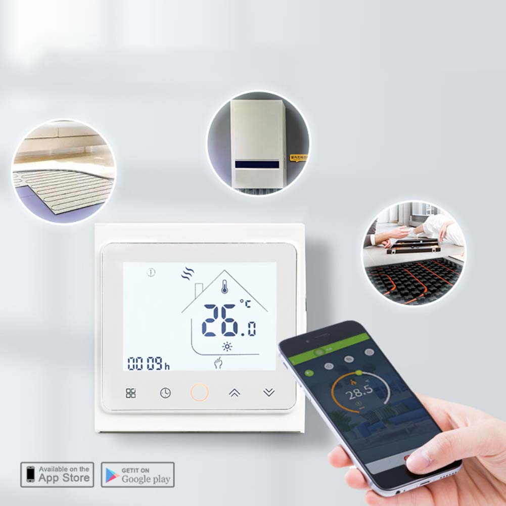 Smart WiFi Thermostat for Electric Floor Heating Systems with Touch Panel 5+2 Programmable Cycles and Dual Sensor Monitoring