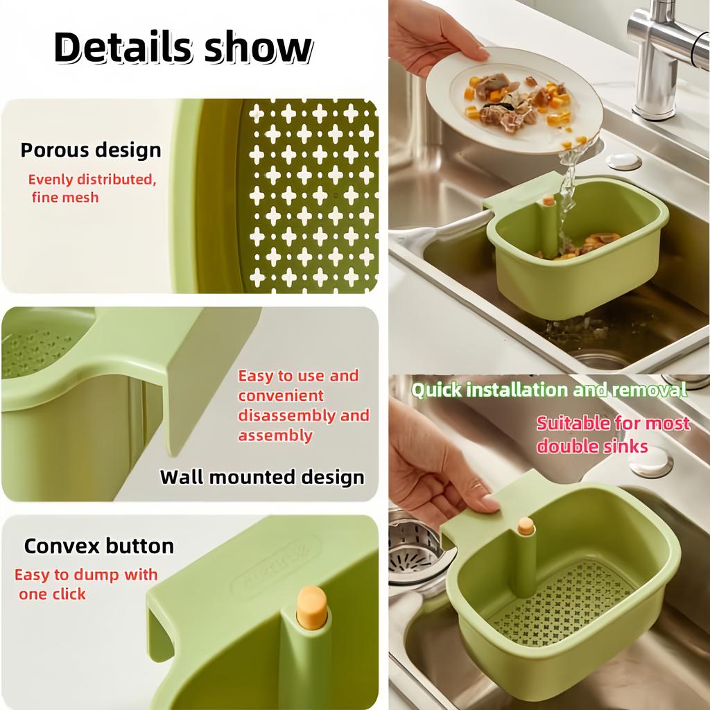Kitchen Sink Drain Basket, Self-Cleaning Clog Prevention Mesh Filter Push Strainer for Kitchen and Bathroom - Automatic Food Waste Disposal