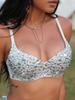 Rose Beauty A  Rave Festival Sparkling Rhinestone Decor Backless Adjustable Strap Bustier Corset Clubwear Super Crop Cami Top