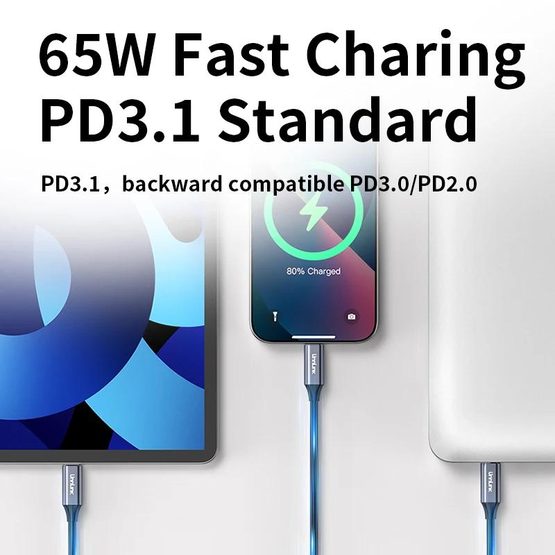 USB 3.2 10Gbps Type C Cable USB A To Type-C Data Transfer USB C SSD Hard Disk Wire 3A PD 65W Fast Charging