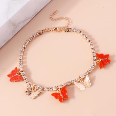 Fashion Crystal Butterfly Anklet for Women Grils Summer Beach Ankle Bracelet Chain Holiday Foot Jewelry Gift