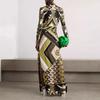 2025 New Autumn and Winter Printing Positioning Lapel Long-sleeved Split-ended Dress Women