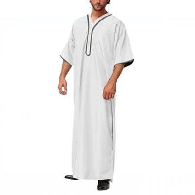 Men Muslim Islamic Kaftan Arab T Shirt Men Long Robevintage Middle Sleeve Robe Loose Dubai Saudi Long Top Ramadan Muslim Dress