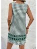 European & American Summer Plaid Print Casual Round Neck Dress for Women