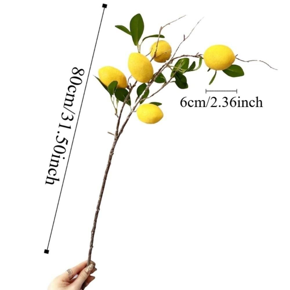 Green Leaves Artificial Lemon Fruit Faux Lemon Fake Plants For Home Garden Decor