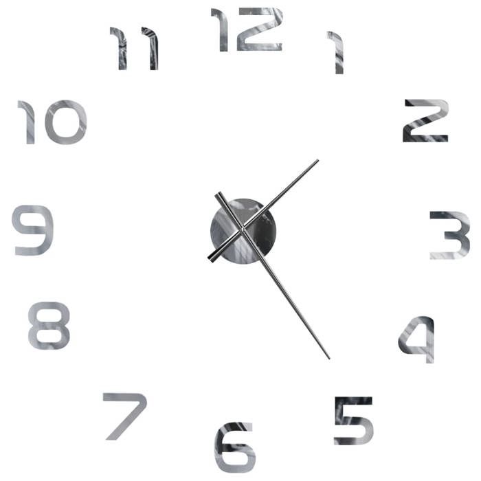 VidaXL Horloge Murale 3D Design Moderne XXL Argenté Décoration de Maison Salon 50634