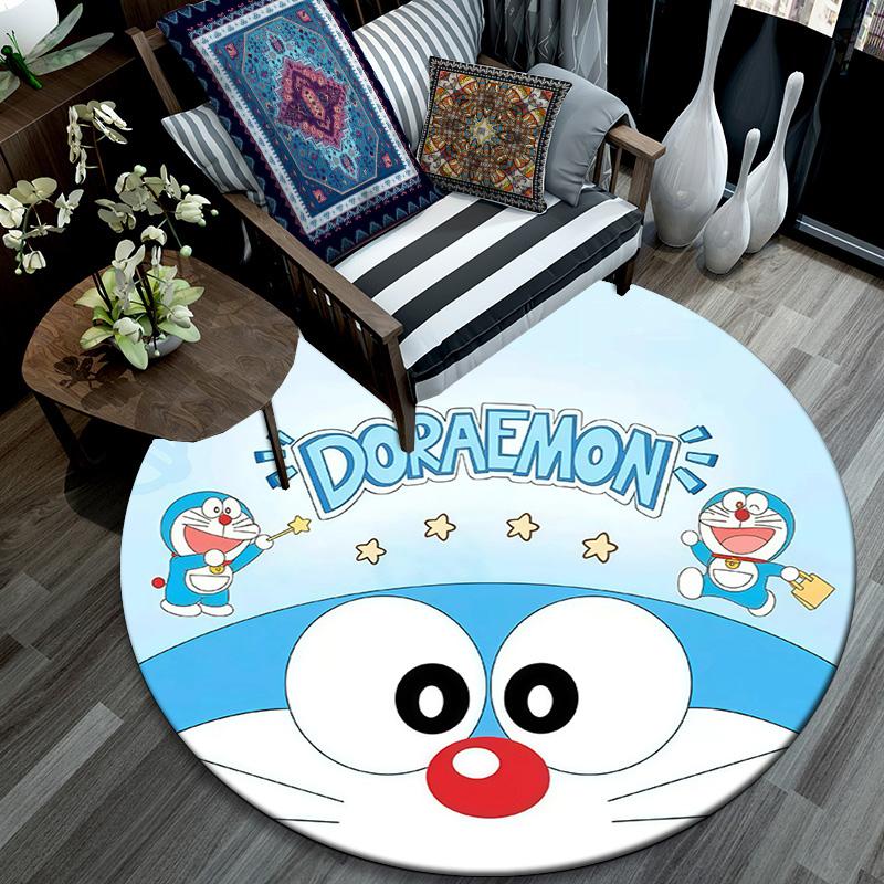 Doraemon3 Round Area Rug,Carpet Rug for Living Room Bedroom Sofa Playroom Decor,Non-slip Floor Mat