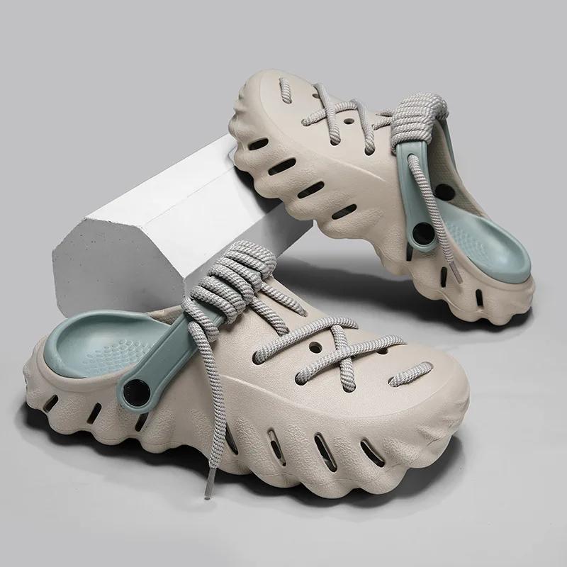 Nuove 2025 Moda Uomo Sandali da Esterno Scarpe da Spiaggia Estive Fondo Spesso Traforate EVA Traspiranti Slip-On Ciabatte da Acqua Coppie