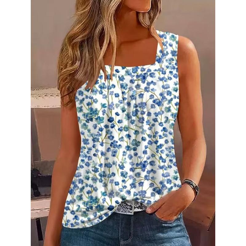 BITCED Women's Fashion Casual Sleeveless Square Collar Blouses & Shirts