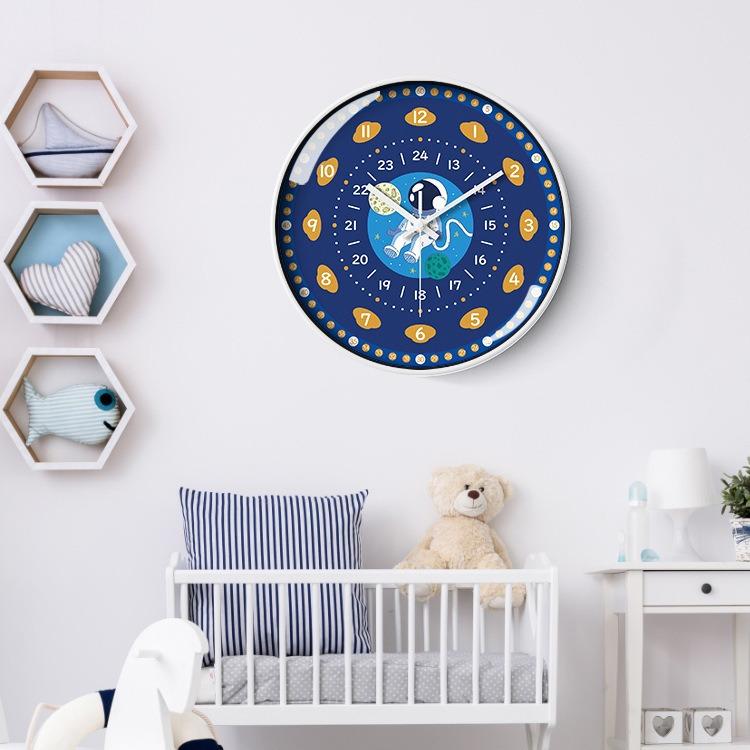 Early Education Wall Clock Clock Cartoon Silent Clock Children's Time Management Quartz Clock Home Wall Hanging 35CM