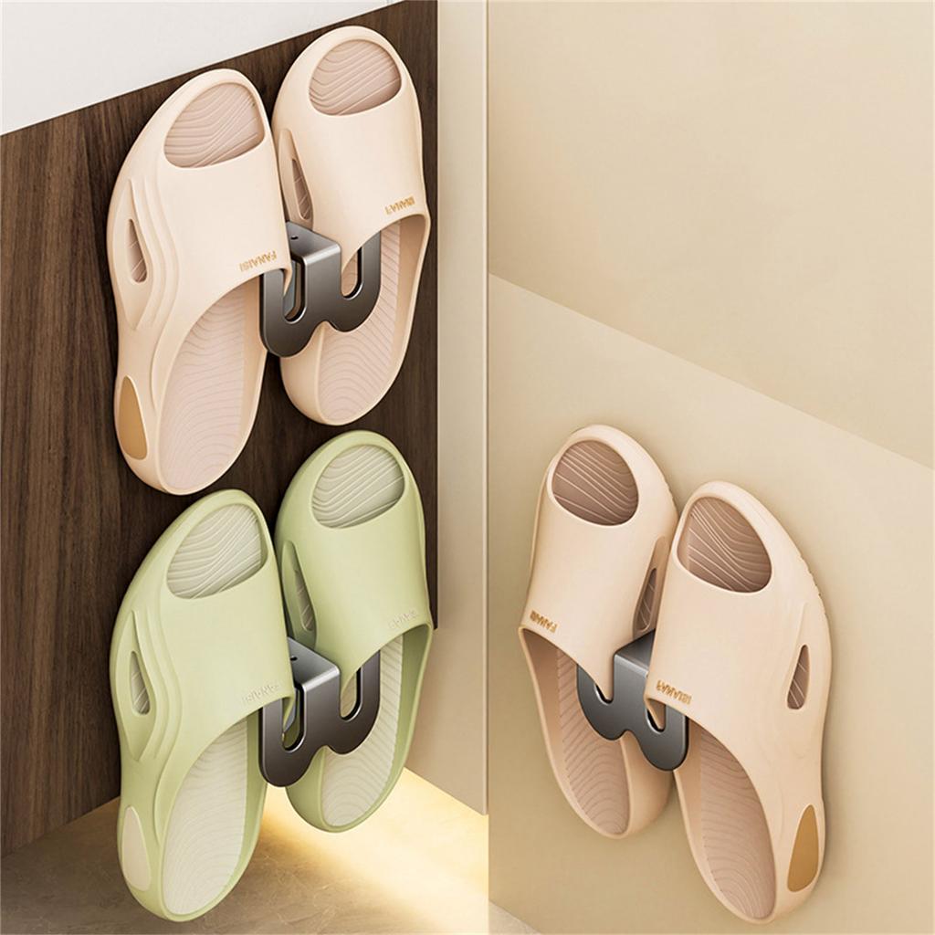Sturdy Suction Cup Slipper Holder Simple Install Suction Cup Slipper Rack Elegant Shoes Stand for Bathroom Spaces