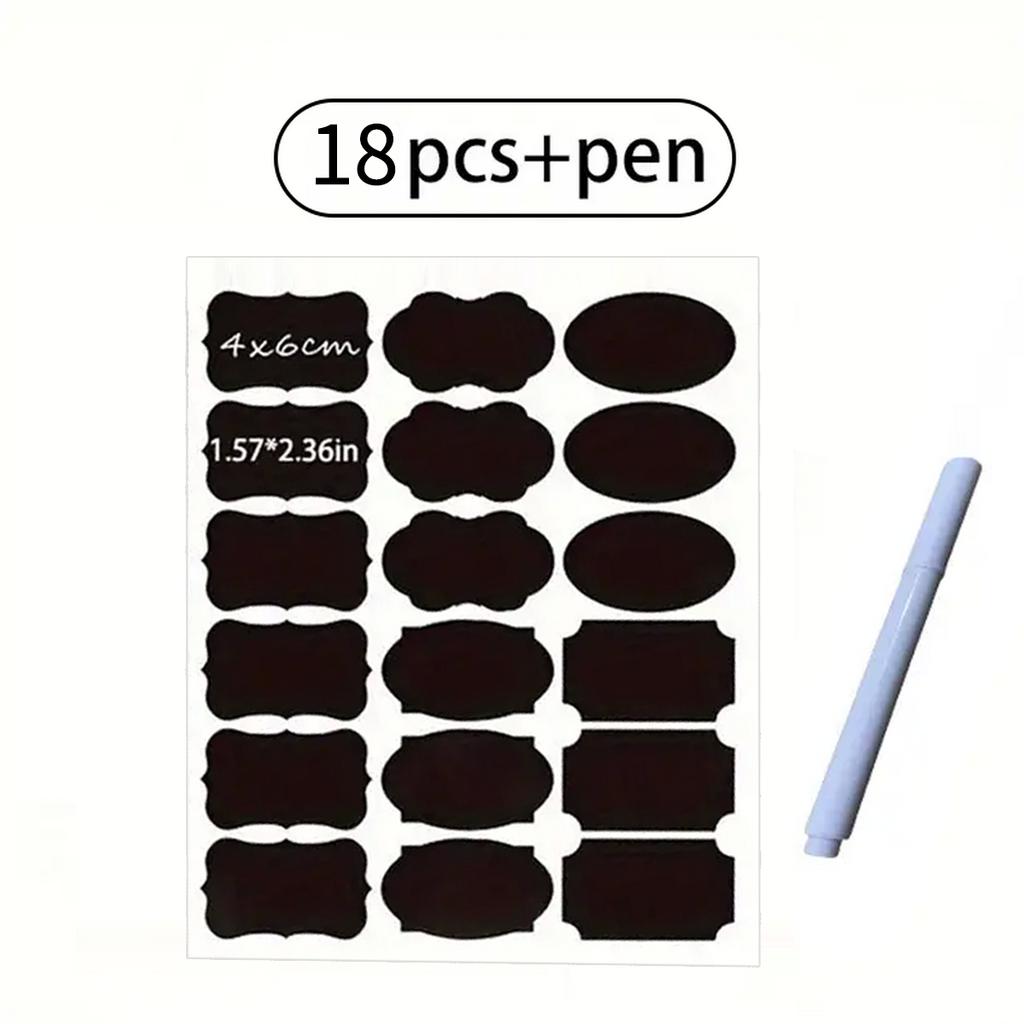 Reusable Waterproof Blackboard Sticker Labels with Self-Adhesive Pen Included for Food Storage Containers Spice & Cheese Markers