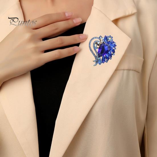 Yaratıcı Parlayan Rhinestones Cam Kakma Broş Kalp Şekli Ceket Yaka Pin Elbise Şal Şapka Eşarp Rozeti Ceket Aksesuarları