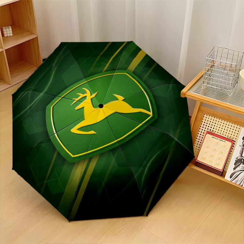 John Deere Print 8?Ribs Automatic Umbrella Wind Resistant Lightweight Folding Umbrella For Outdoor Travel