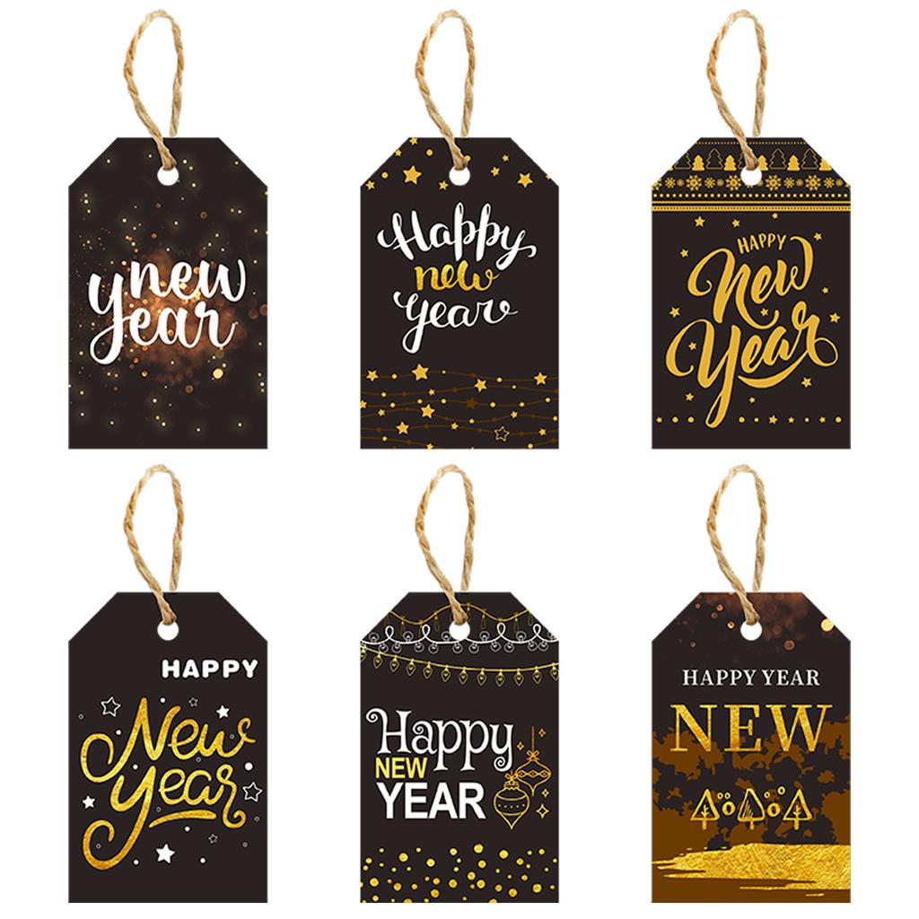 New Year New Year Party Decoration Tag Happy New Year Hemp Rope Card Pendant