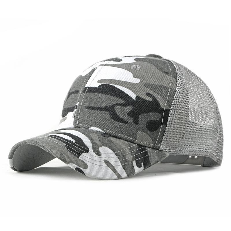 Unisex Camo Trucker Hat Summer Breathable Mesh Baseball Cap Outdoor Tactical Military Style Sun Shade Peaked Hat Casual Snapback