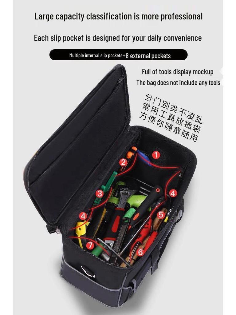 Large Capacity Multifunctional Electrician & Woodworking Tool Bag