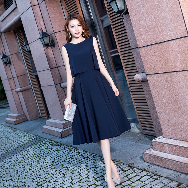 Dress New Temperament Dinner Dress Dignified Celebrity Short White Can Usually Wear Sleeveless Dress