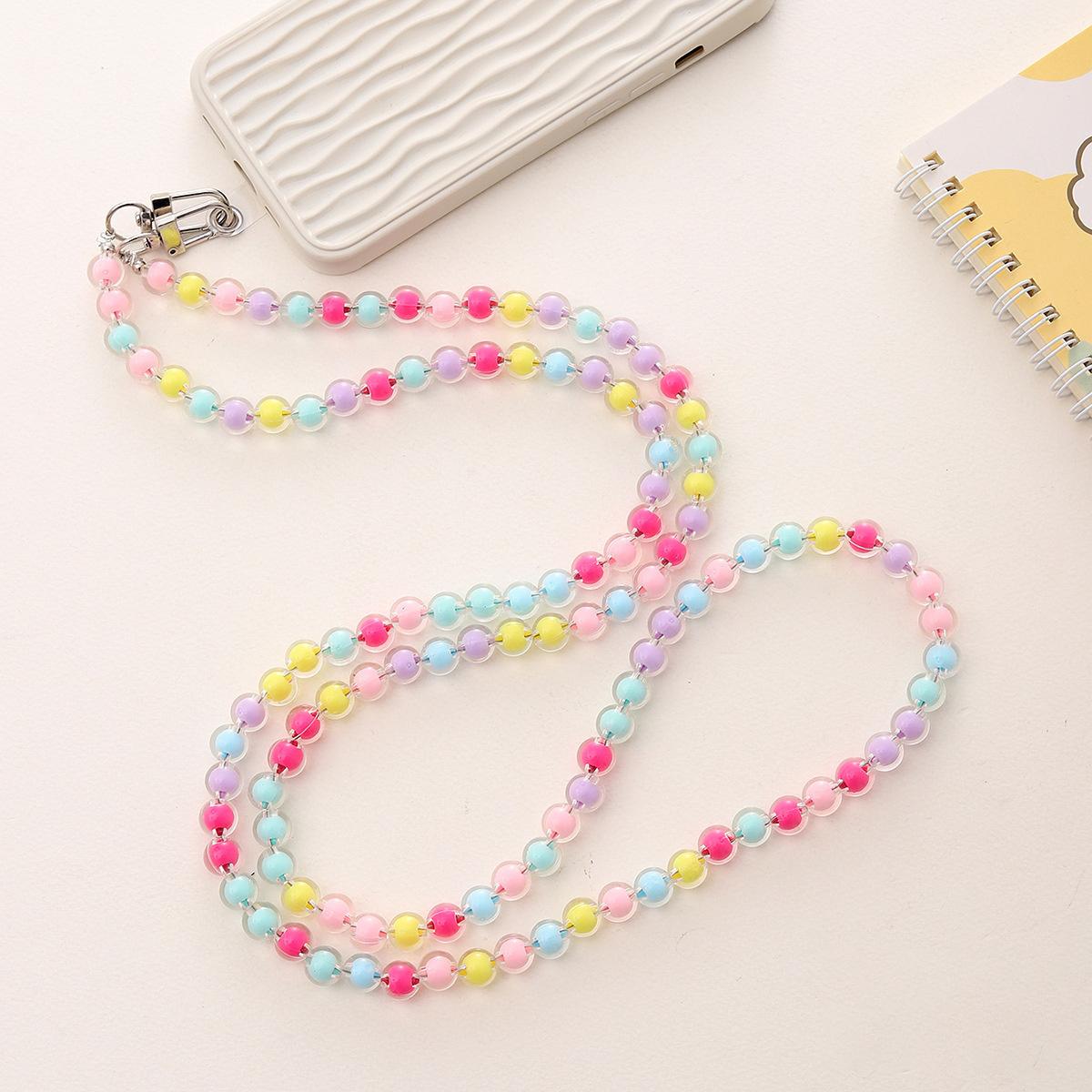 

110cm Mobile Phone Chain Beaded Style Phone Lanyard with Patch Style A