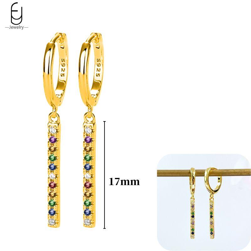 925 Silver Ear Buckles Fashion Hoop Earrings Colorful Crystal Pendants Gold Earring Premium Luxury Women's Jewelry Gift