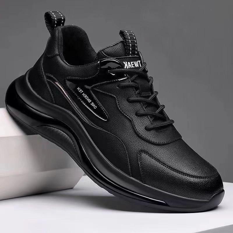 Black Men Fashion Vulcanized Shoes Autumn Comfortable Thick Sole Sport Running Sneakers Vintage Work Shoes Men Trend Casual Shoe