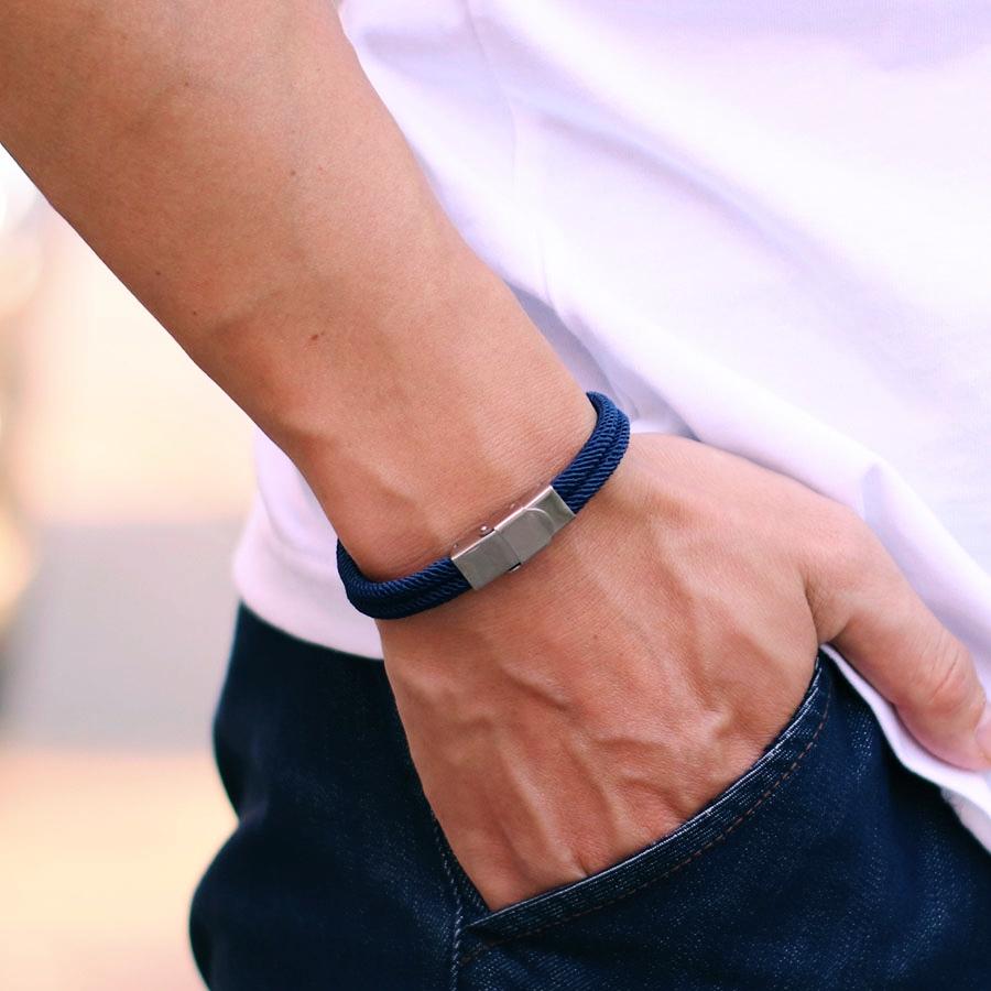 New Handmade Men Rope Bracelet Stainless Steel Buckle Double Layer Thread Nautical Braclet Bangle Hiphop Rock Accessories Homme