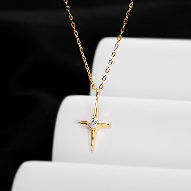Banyan Tree S925 Silver Minimalist Diamond Cross Women's Fashion Necklace
