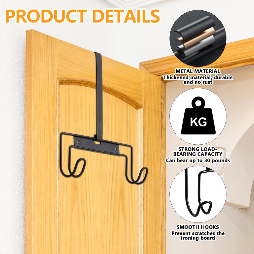 Ironing Board Holder Wall Mount/Over The Door Ironing Board Hanger, Sturdy Metal Iron Boards Organizer For T/Y Leg Ironing Board