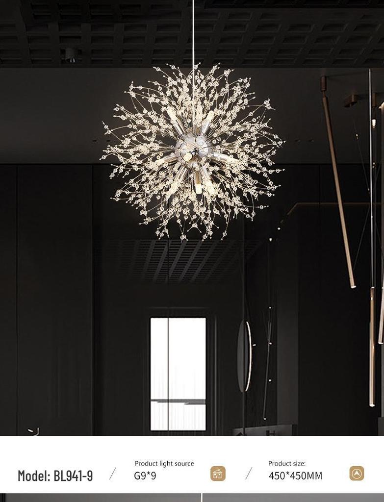 Nordic Dandelion Crystal Chandelier for Living Room or Bedroom