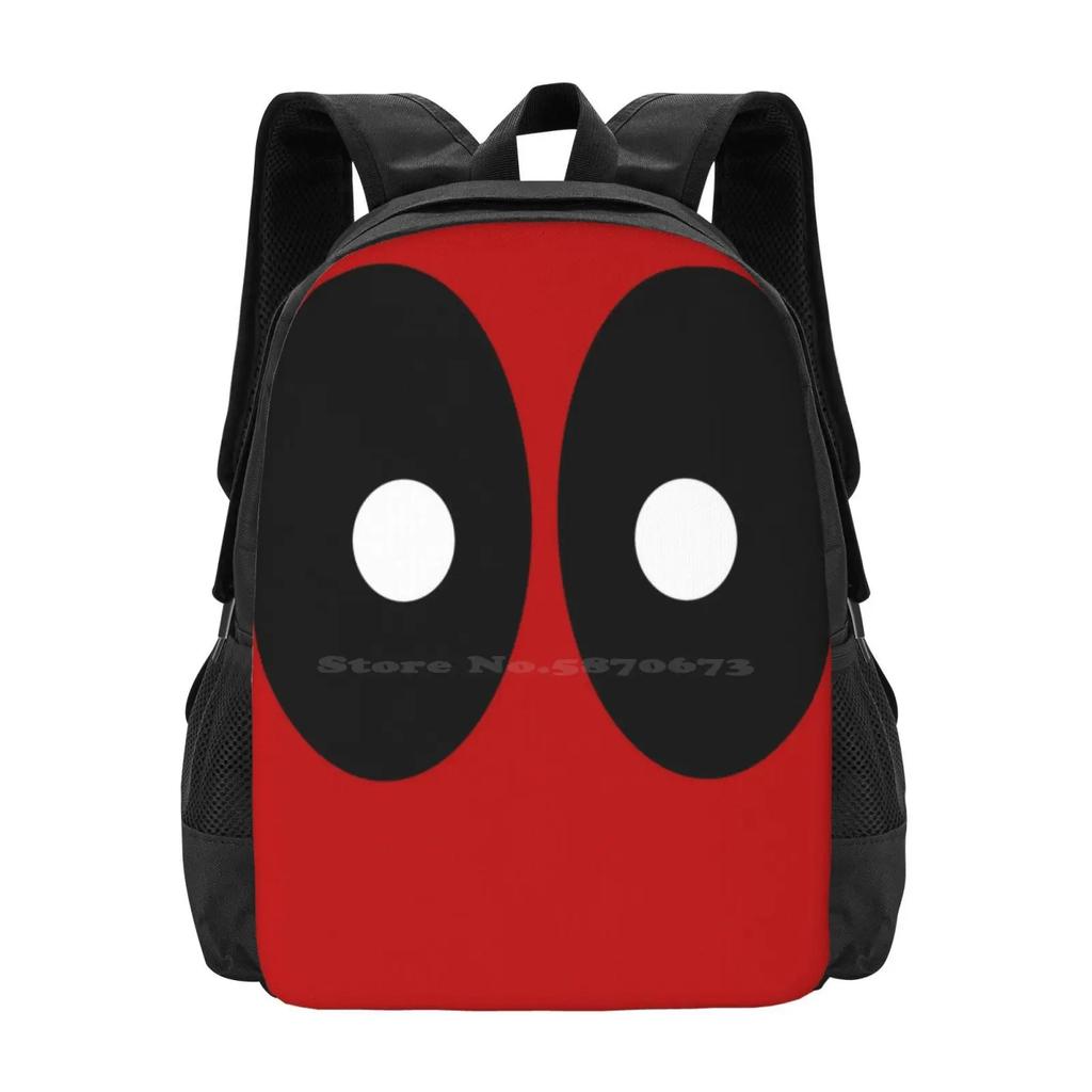 Red Field Behind Black Ellipses And White Circles. Backpack For Student School Laptop Travel Bag Modern Art Not Chimichanga