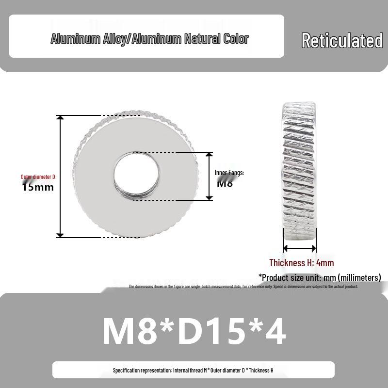Aluminum Alloy Hand-Tightened Knurled Nut Adjustment Lock Gauge M3-M8