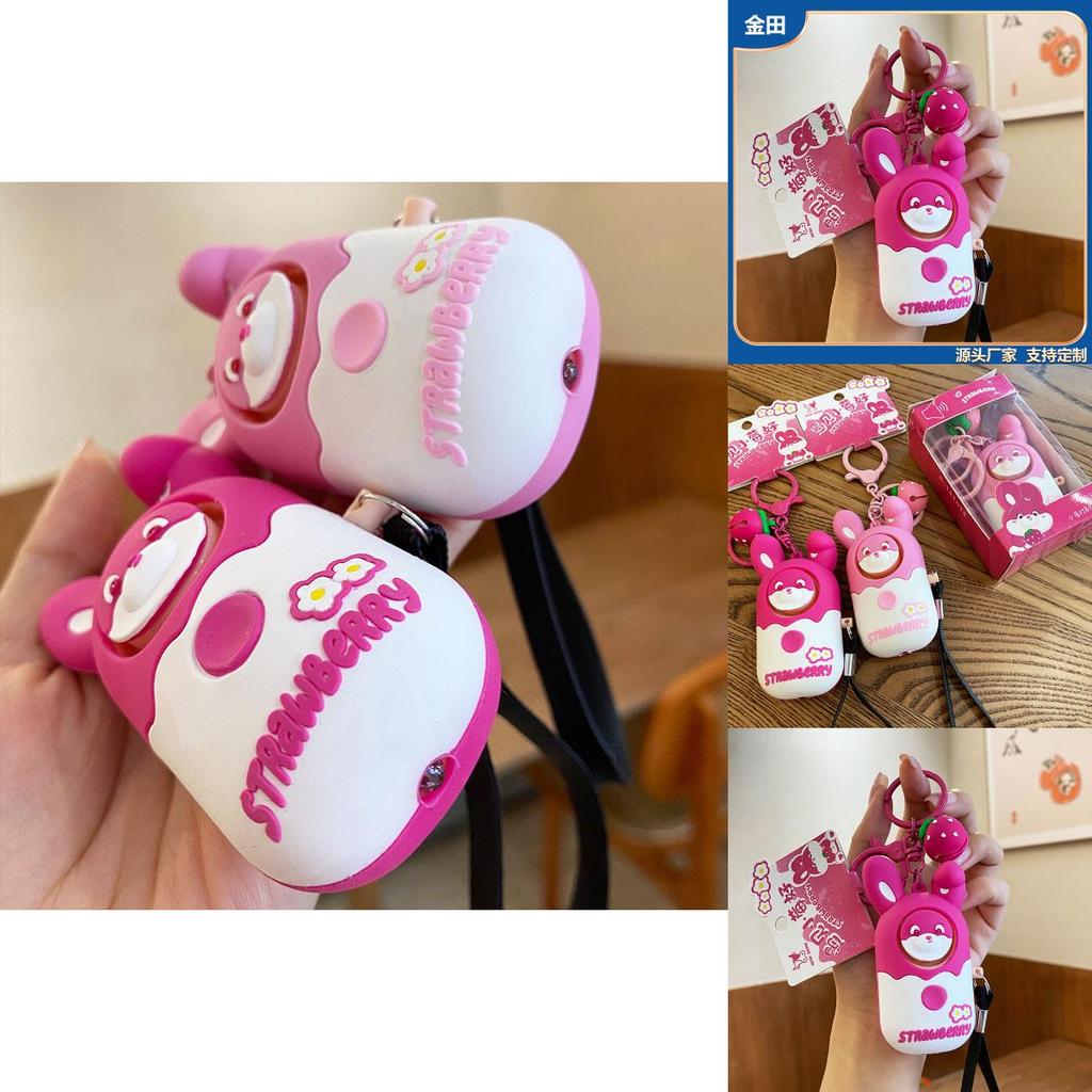 Adorable Strawberry Rabbit Night Light Alarm Keychain For Girls Unique Gift Accessory