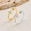 Exquisite Zircon Cross Ring for Women,Open Adjustable Heart Rings,Dainty Fashion Jewelry Gift