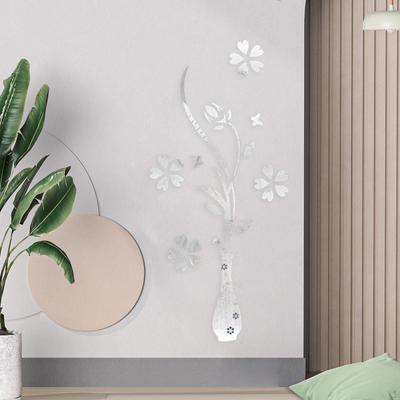 3D Ayna Çiçek Duvar Çıkartması Duvar Resimleri Ev Hediyesi El Sanatları Minimalist Akrilik Süs Sanatı