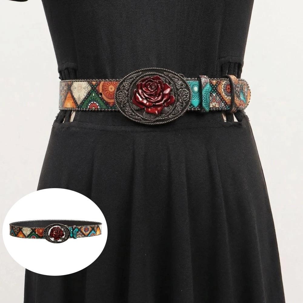 Rivet Design Women's Gothic Belt Rose Belt Buckle Punk Belt Waist Belt  Clothing Accessories