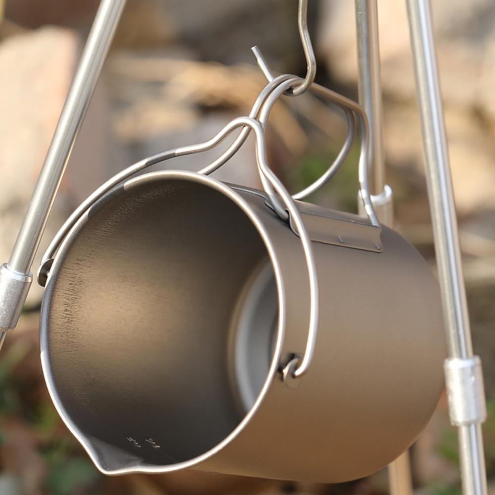 750ml Camping Coffee Cup with Press Plate Titanium Coffee Maker French Press Pot with Lid Outdoor Cookwarer for