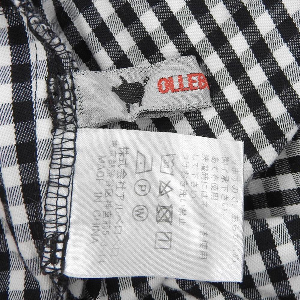 OLLEBOREBLA In Good Condition Gingham Check Pig, Whale and Pig Embroidery Easy Pants Bottoms for Women Black X White L Bottoms L Black WhiteUsed