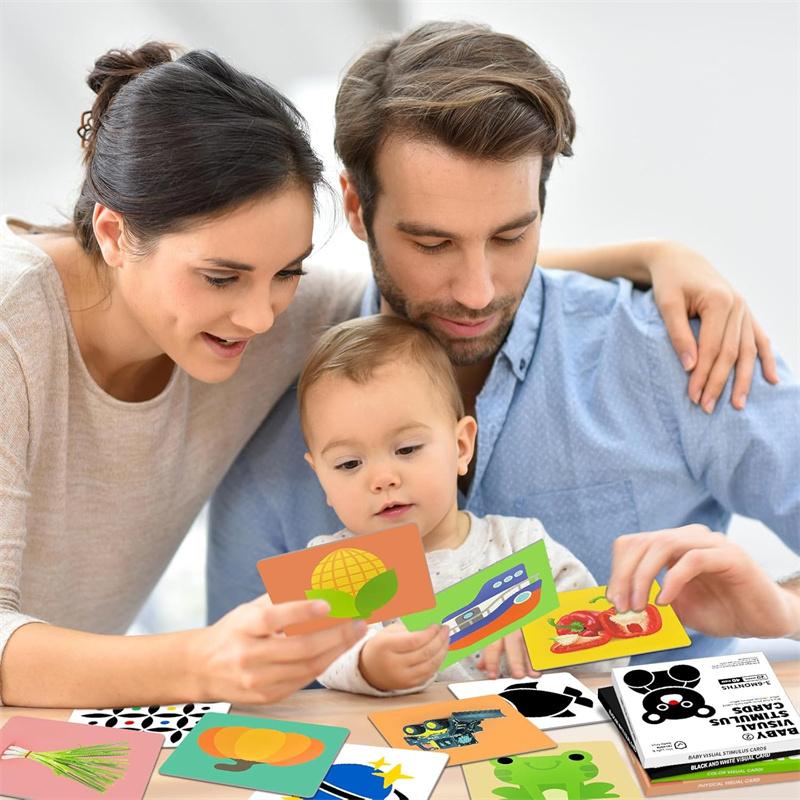 Baby Vision Stimulus Cards, High Contrast Baby Cards, Black White Colorful Baby Flashcards Newborn Toys