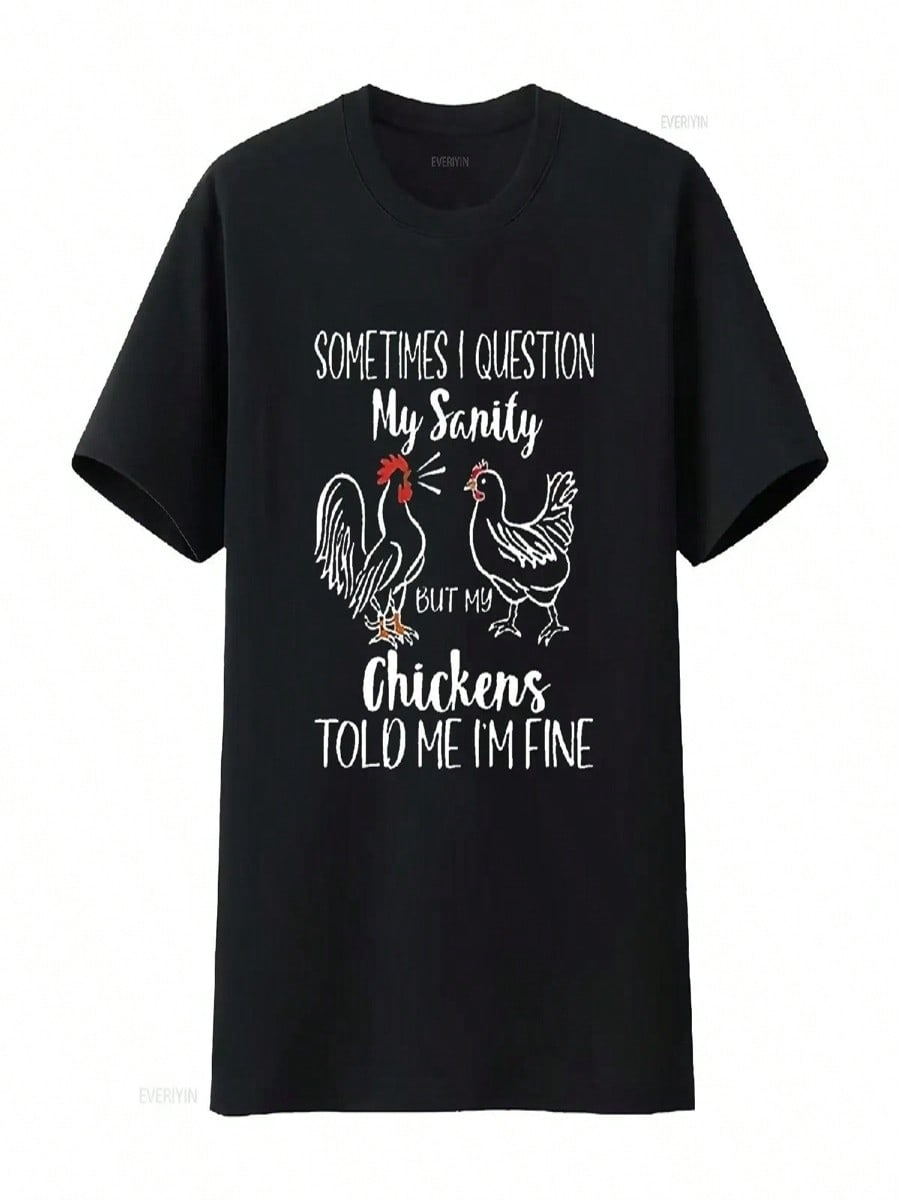 Sometimes I Question My T Shirt Women Cute Chickens Funny Farm Casual Tops Vintage Washed Homme Fashion Stylish Soft Unisex S разноцветный