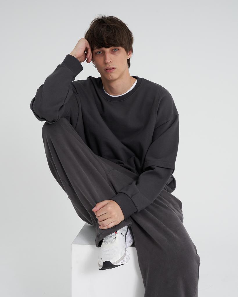 TENER Cut-Out Oversized Sweatshirt Charcoal