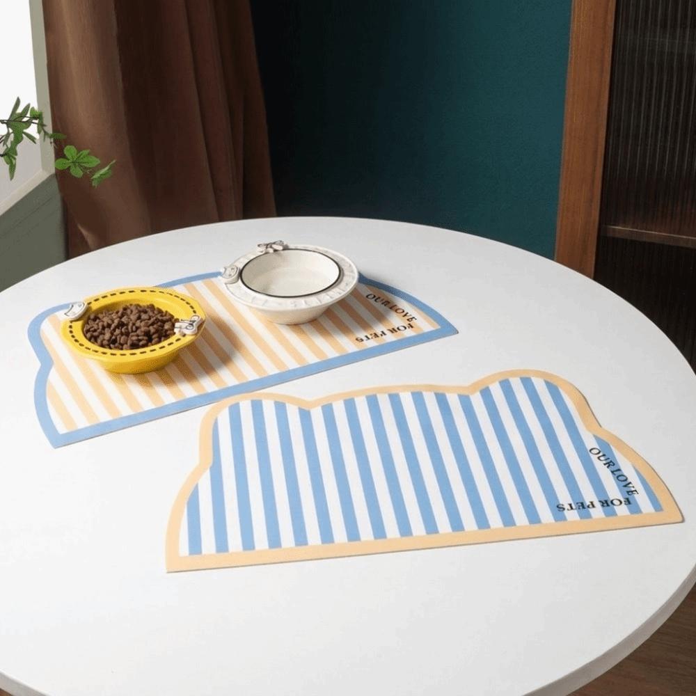 Leak-Proof Cat Head Shaped Pet Meal Mat Anti Slip Kitchen Floor Mat Pet Placemat Indoor