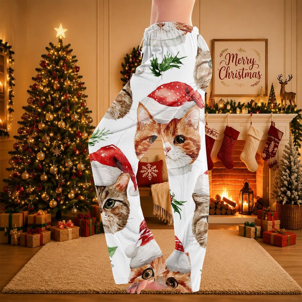 Women's Christmas Print Casual Pants for Holiday Festive Wear