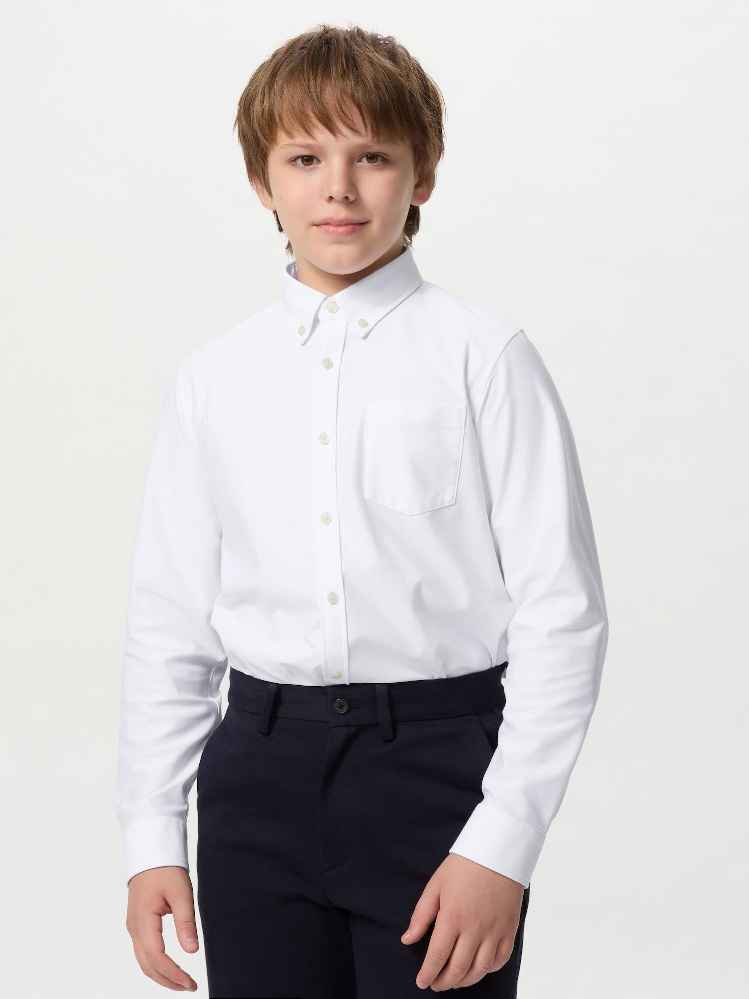 

Uniqlo Детская рубашка из тонкой ткани Comfort с длинным рукавом 00 WHITE/KIDS 120