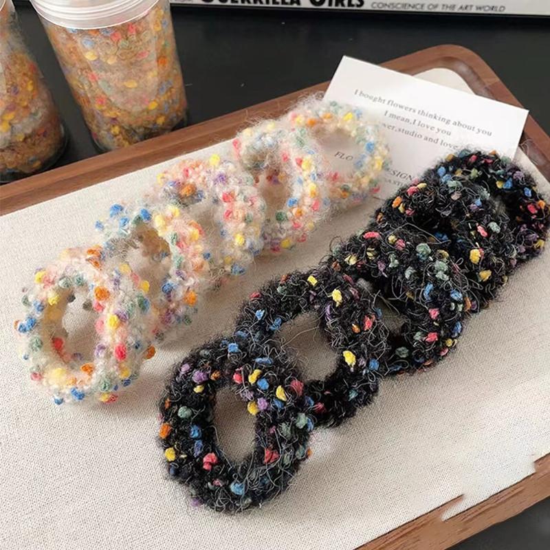 10pcs/canned Multicolor Plush Hair Rope for Women High Elastic Hair Rope Fashion  Girl Does Not Damage Hair Hair Ties