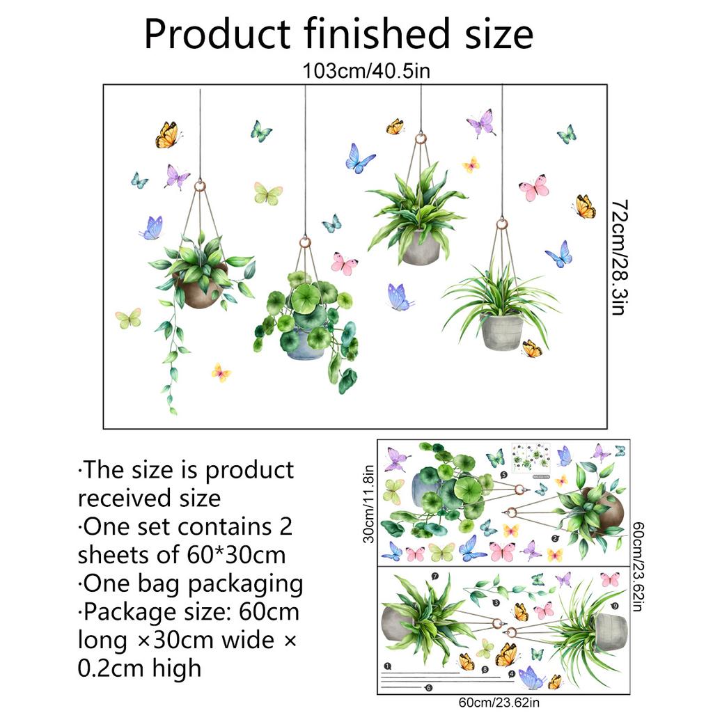 Wall Sticker Decorative Vinyl Adhesive Wall Sticker Wall Flowers Dandelion for Window Room Bedroom Black Home Decoration