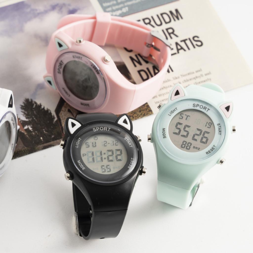 Montre Numérique Chat Oreilles Étudiant Avec Lumière Nocturne Étanche Pour Enfant Et Adolescent