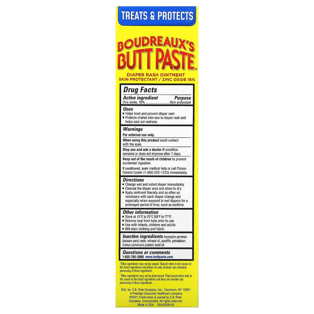 Boudreaux'S Butt Paste, Diaper Rash Ointment, Original, 113G(4Oz)