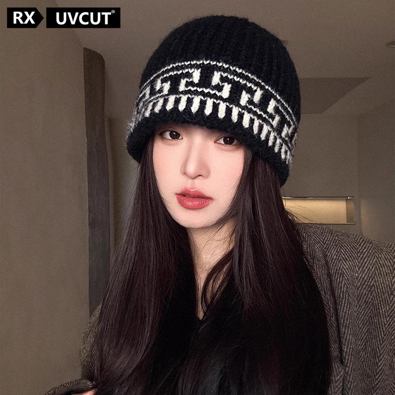 Tide brand ins blogger pullover knitted hat women's autumn and winter Korean version showing face small wool hat warm bucket basin hat