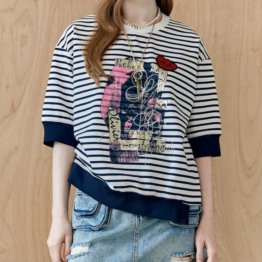 Maxza STripe T shirT zd06qT600on white/FREE