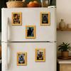 1/5/6Pcs Drinking Animal Cat Refrigerator Magnet Vintage Wooden Frame Animal Fridge Magnet Home Kitchen Office Decoration Animal Lover Gift